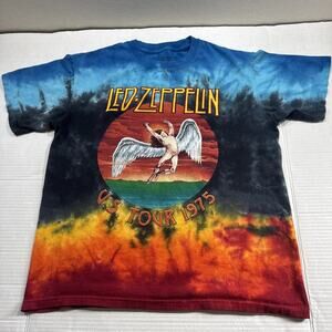 Led Zeppelin T Shirt Mens Small Tie Dye Icarus US Tour 1975 Concert Graphic Tee